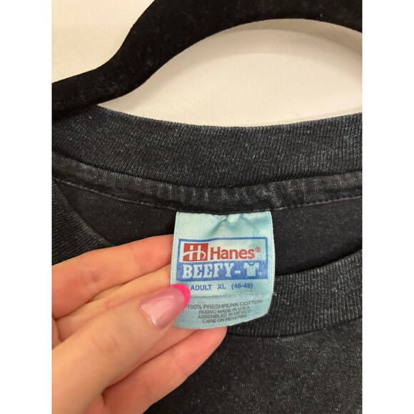 Hanes Beefy-T Shirt Mens XL New Mexico Lizard Graphic T-Shirt Black Vintage 90s - Picture 3 of 4